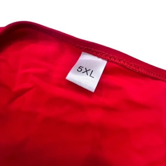 Solid Red Swimsuit Bottoms Swim Briefs Front Decorative Straps Detailing EUC 5XL - Picture 4 of 8